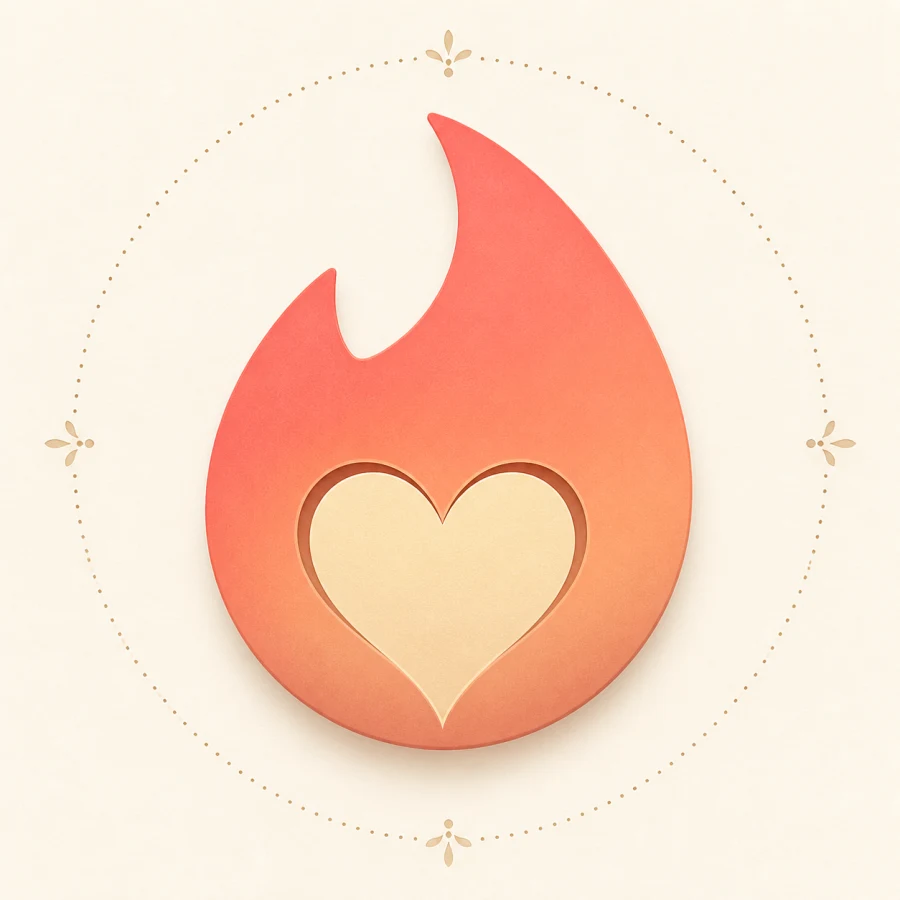 Dating app flame icon representing Jake and Cassidy's match