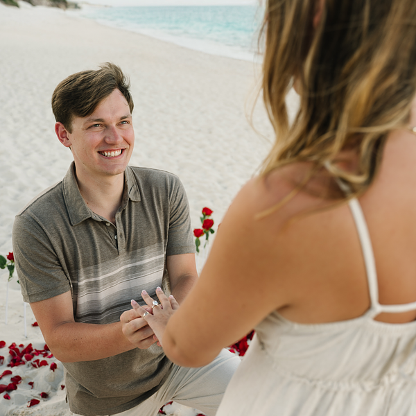 Jake down on one knee in Punta Cana.