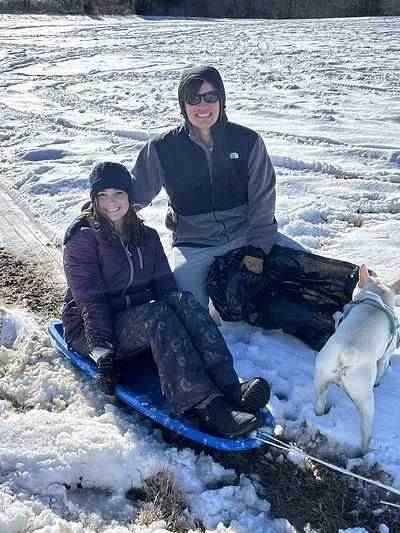Sledding at Cassidy's Parents' House with Hoss